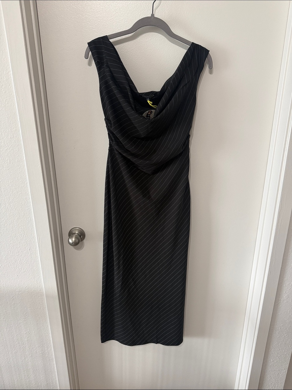 Classic Black Cowl Neck Midi Dress